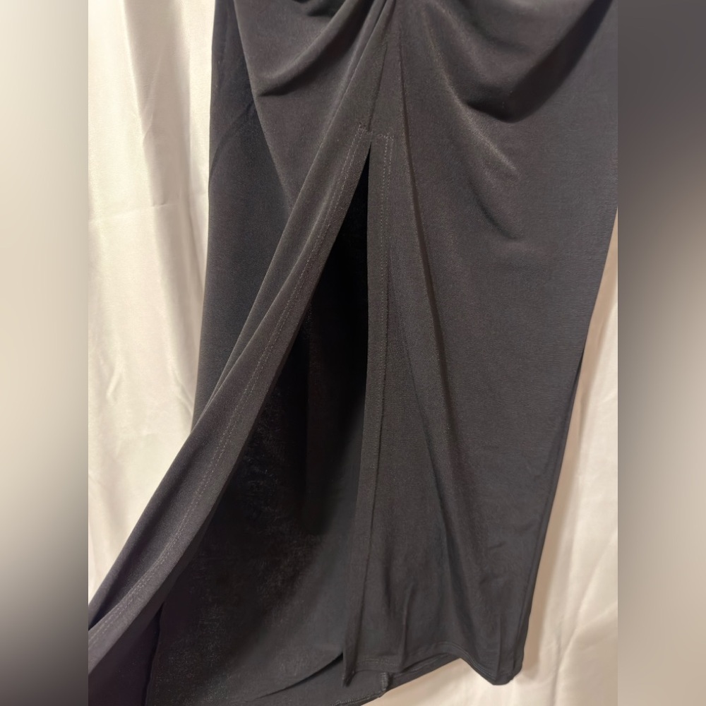 Lanston Skirt Ruched Asymmetrical Draped Midi Black Size XS from Revolve NWOT - Picture 7 of 12